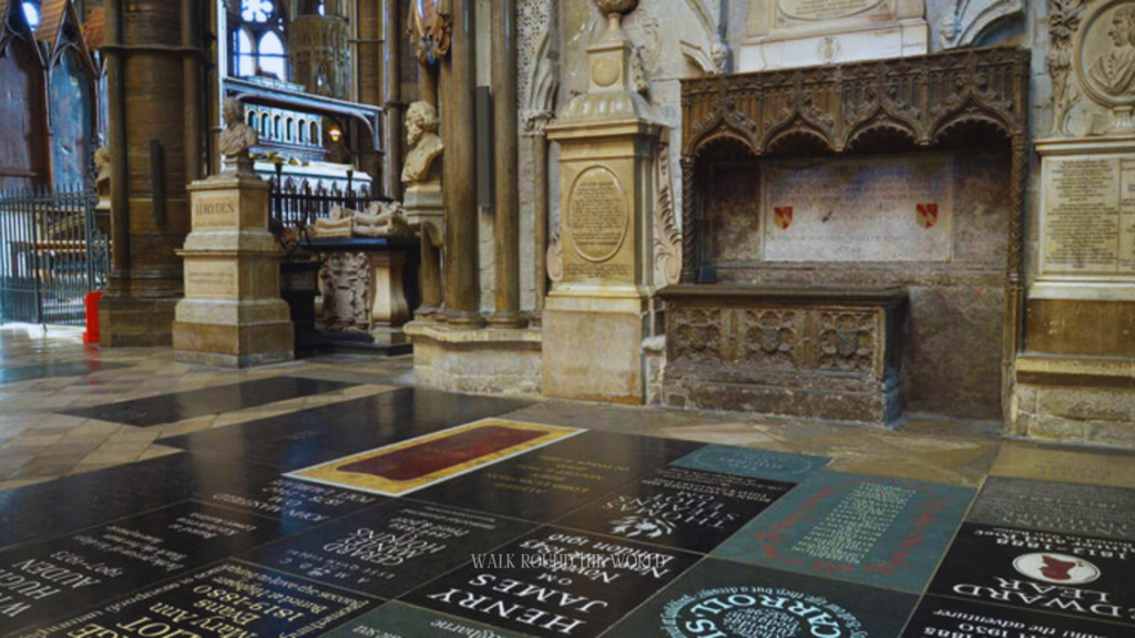Floor graves in Poets’ Corner Westminster Abbey