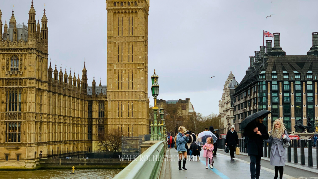 Image of tourist walking on the Westminster Bridge London