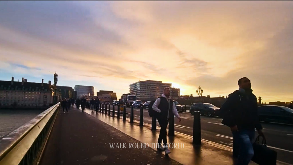 Westminster Bridge London at sunrise with Big Ben and the River Thames