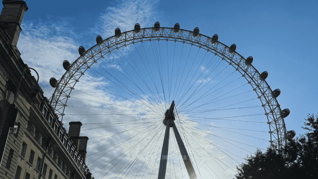 View of london eye from south bank.