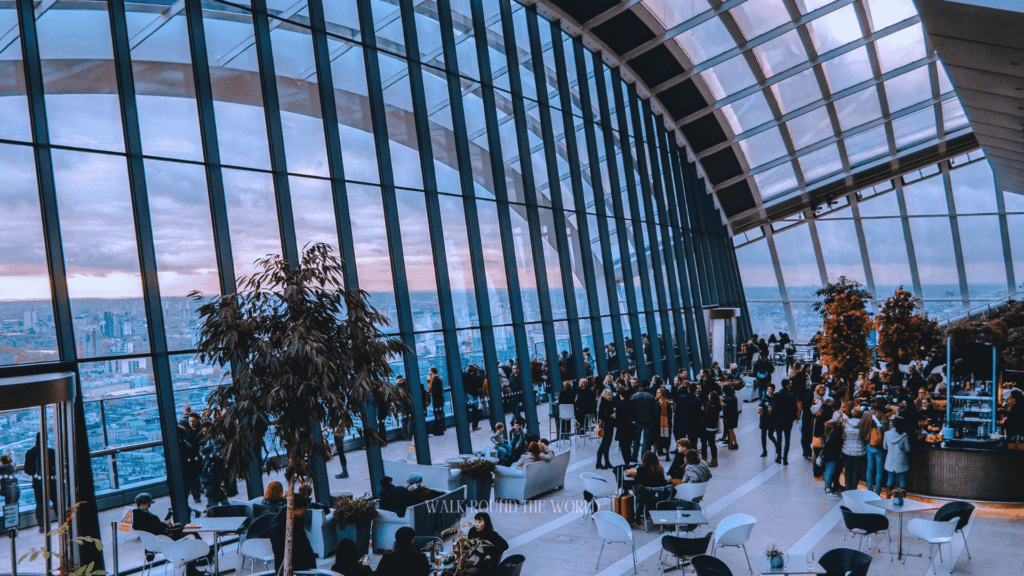 Sky garden of London during sunset