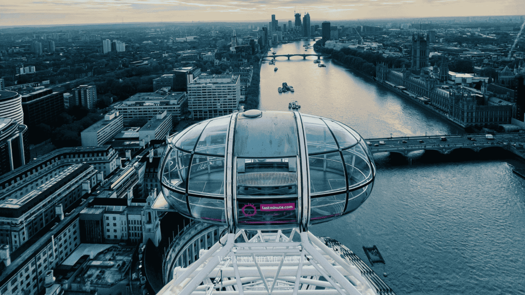 London Eye observation wheel beside the River Thames on the South Bank