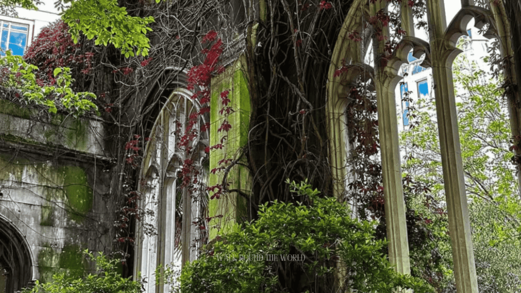 St Dunstan in the East historic church ruins and garden in London