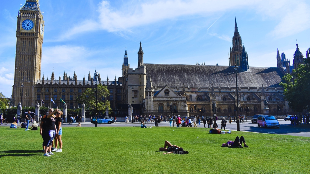 Westminster London with Big Ben and Houses of Parliament.