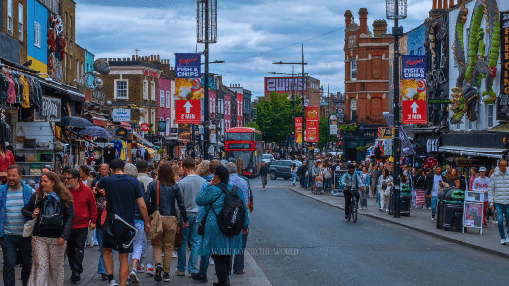 Tourists exploring central London during the busy summer season