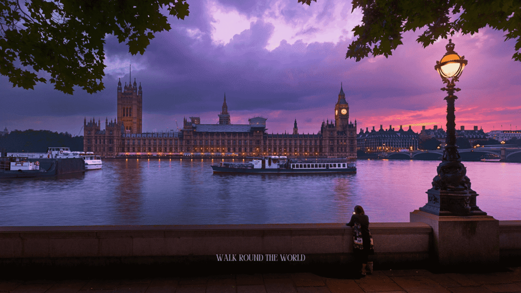 Long daylight hours in london. The images shows sunset hue in the sky at around 9:20 pm