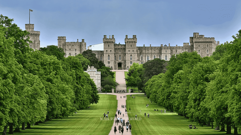 Visitors exploring Windsor Castle, the world's oldest and largest occupied castle, during a day trip from London.