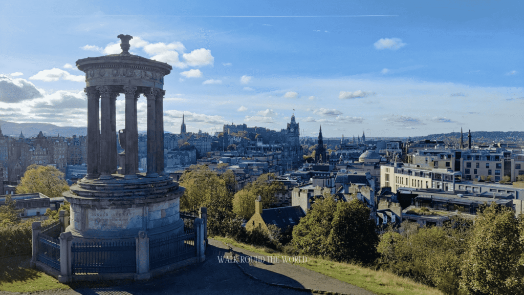 Calton Hill Edinburgh with panoramic views of the city and historic monuments