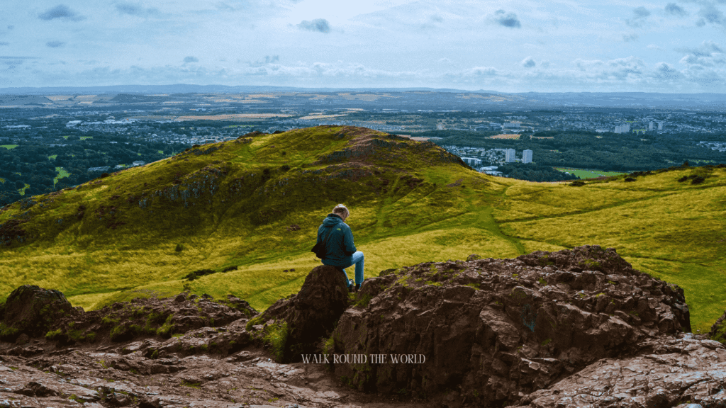Arthur’s Seat in Edinburgh, Scotland with panoramic city views