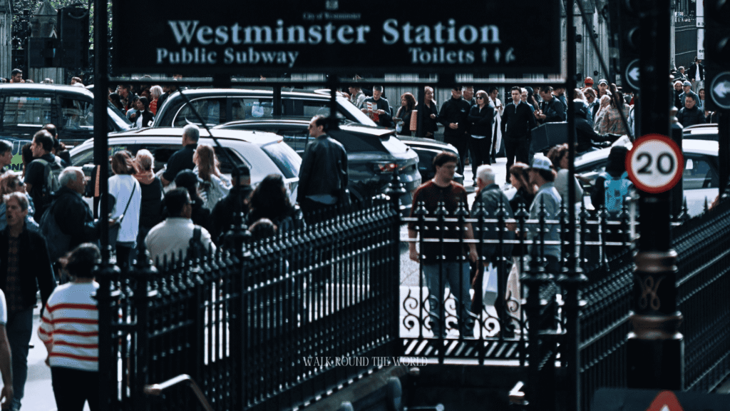 Westminster Underground Station entrance in London
