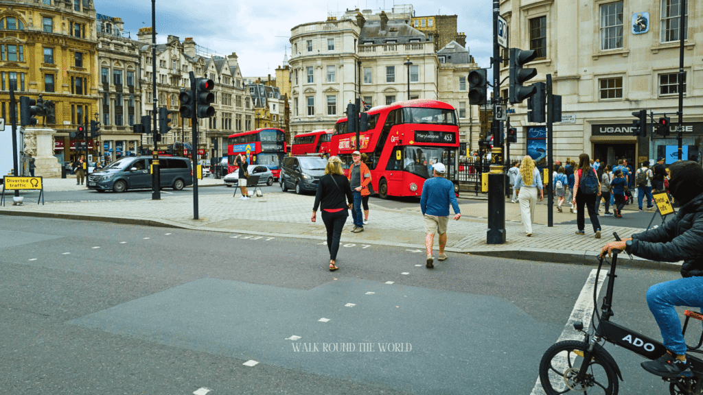 a scene from busy street in London