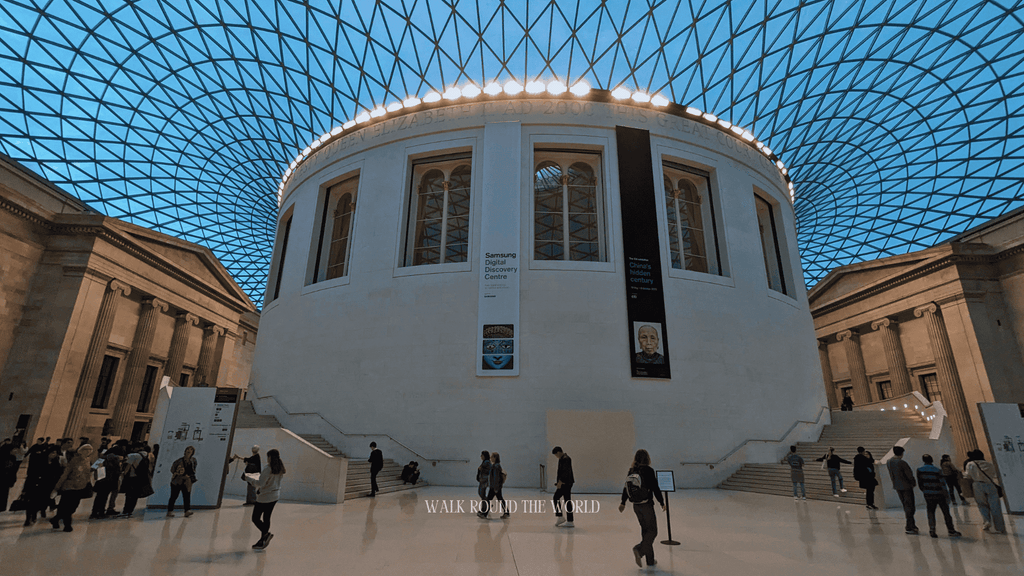 Great Court with glass roof inside the British Museum in London