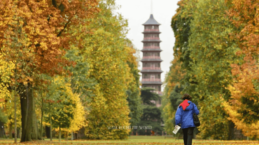 Kew Gardens in London surrounded by autumn colours