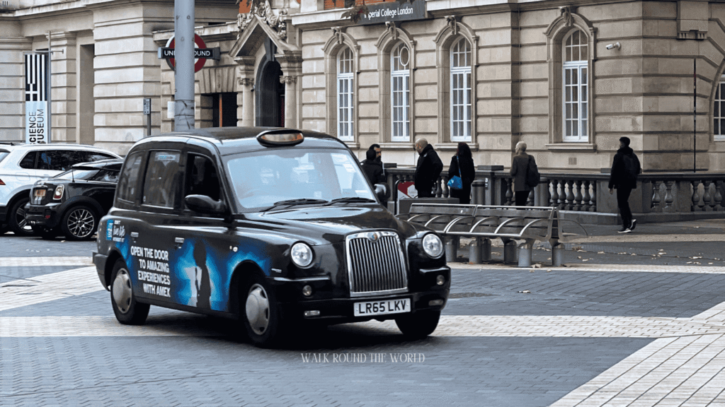 Traditional black cab taxi in London