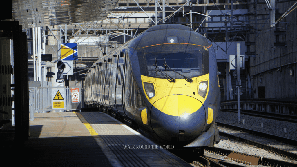 High-speed passenger train at a London railway station