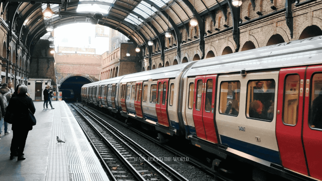 Tourist using the London Underground Tube
