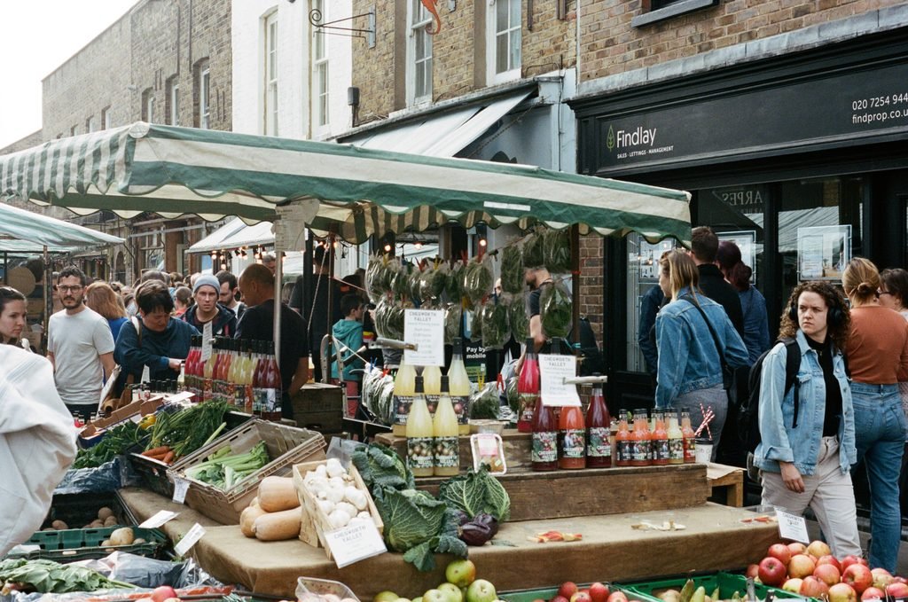 Portobello Road Market on Saturday in Notting Hill, London