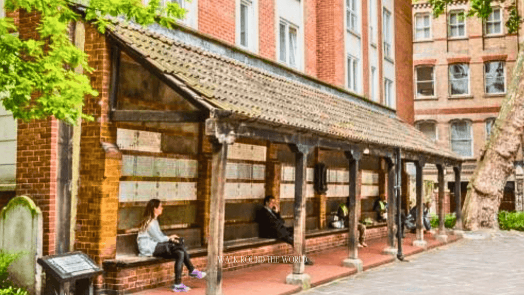 Postman’s Park in London with its peaceful garden and historic Watts Memorial