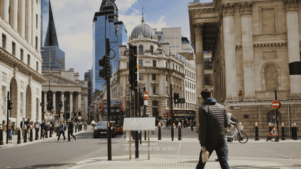 Tourists walking through Central London