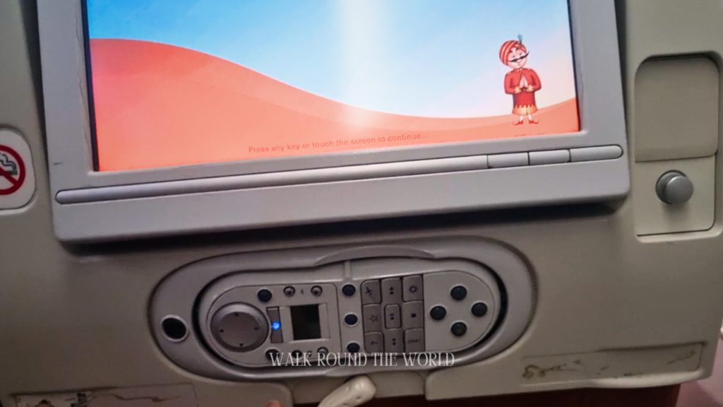 Air India economy class in-flight entertainment screen showing no signal or not working on flight AI 133