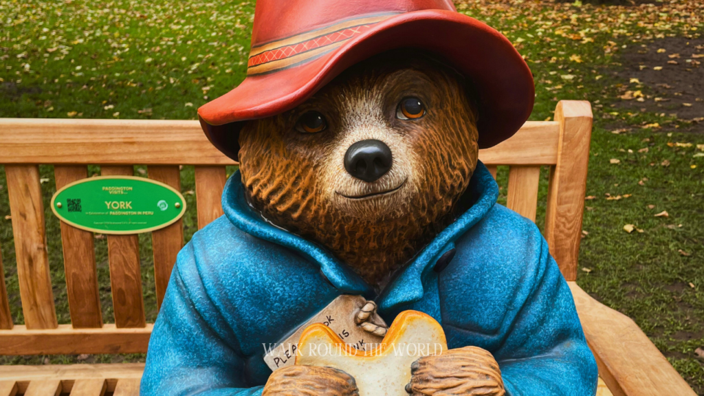 Close-up of Paddington Bear statue in London