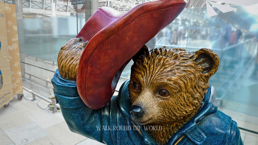 Paddington Bear statue at Platform 1 Paddington Station