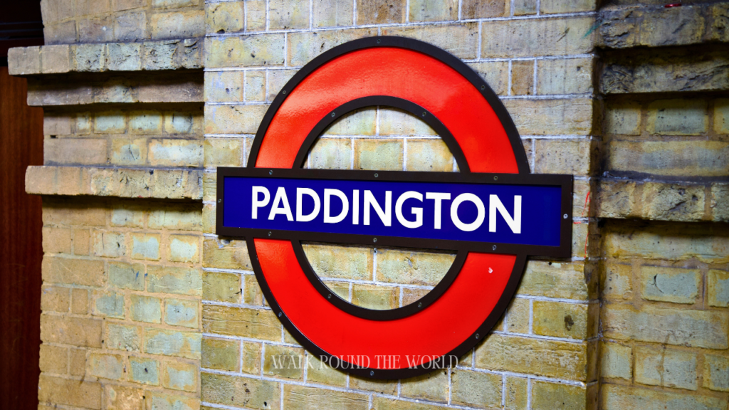 Paddington Station sign on the London Underground inside Paddington Station